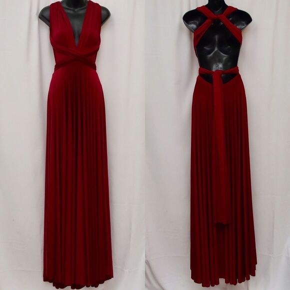 Anthropologie x BHLDN twobirds Ginger Convertible Maxi Dress Bordeaux - Picture 7 of 9